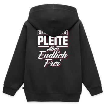 Geschieden Pleite Frei - Kinder Premium Organic Zip Hoodie - Schwarz - Hinten - AI Model Kid Male (0cm)