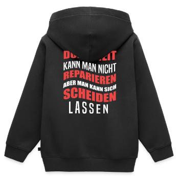 Scheidung - Kinder Premium Organic Zip Hoodie - Schwarz - Hinten - AI Model Kid Male (0cm)