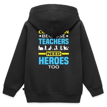 School Janitor Heroes Teacher - Kids Premium Organic Zip-up Hoodie - black - Back - AI Model Kid Male (0cm)