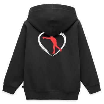 Boxen love - Kinder Premium Organic Zip Hoodie - Schwarz - Hinten - AI Model Kid Male (0cm)