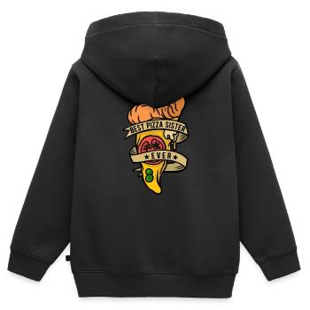 Pizzaïolo Sœur Pizzaiolo - Sweat Premium à capuche zippé enfant bio - noir - Dos - AI Model Kid Male (0cm)