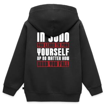 In Judo You Learn Fighter Karate Training Combat - Kinder Premium Organic Zip Hoodie - Schwarz - Hinten - AI Model Kid Male (0cm)