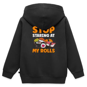 Arrêtez de regarder sur mes rouleaux pour regarder les Japonais - Sweat Premium à capuche zippé enfant bio - noir - Dos - AI Model Kid Male (0cm)