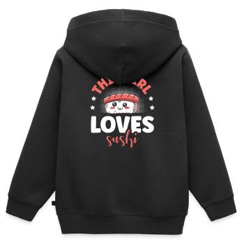 Cette fille adore les rouleaux de sushi japonais - Sweat Premium à capuche zippé enfant bio - noir - Dos - AI Model Kid Male (0cm)