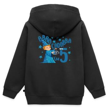 Cadeau de 5 ans 5 ans 5ème magicien Anniversaire Garçon - Sweat Premium à capuche zippé enfant bio - noir - Dos - AI Model Kid Male (0cm)