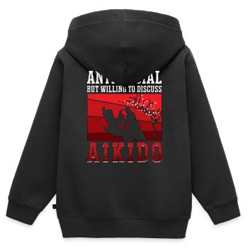 Aikido Anti-Social But Willing Fighter Samurai - Kids Premium Organic Zip-up Hoodie - black - Back - AI Model Kid Male (0cm)