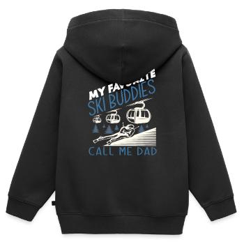 Skifahren Papa Skifahrer Vater Geschenk - Kinder Premium Organic Zip Hoodie - Schwarz - Hinten - AI Model Kid Male (0cm)