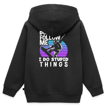 Snowboard Wintersport Berge Winterurlaub - Kinder Premium Organic Zip Hoodie - Schwarz - Hinten - AI Model Kid Male (0cm)