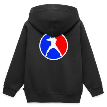 Baseball Logo - Kinder Premium Organic Zip Hoodie - Schwarz - Hinten - AI Model Kid Male (0cm)