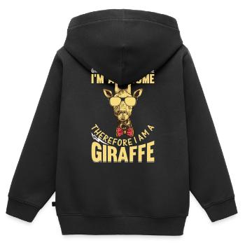 Les girafes sont géniales, je suis géniale, donc je suis un - Sweat Premium à capuche zippé enfant bio - noir - Dos - AI Model Kid Male (0cm)