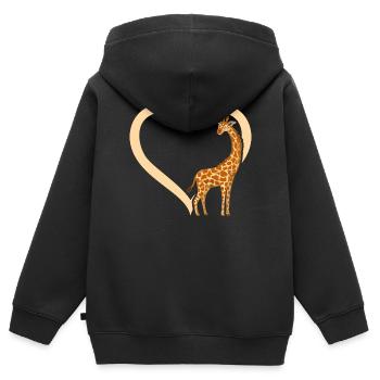 Girafe Lover - Girafe Coeur Girafe - Giraf mignon - Sweat Premium à capuche zippé enfant bio - noir - Dos - AI Model Kid Male (0cm)
