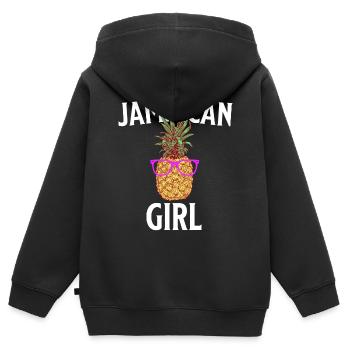 Jamaican Girl Jamaica - Kinder Premium Organic Zip Hoodie - Schwarz - Hinten - AI Model Kid Male (0cm)