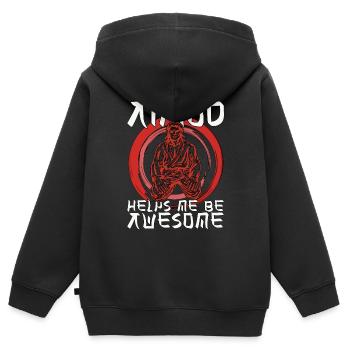 Aikido Helps Me Be Awesome Fighter Samurai - Kinder Premium Organic Zip Hoodie - Schwarz - Hinten - AI Model Kid Male (0cm)