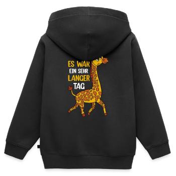 Es War Ein Sehr Langer Tag - Giraffe mit Langem Ha - Kinder Premium Organic Zip Hoodie - Schwarz - Hinten - AI Model Kid Male (0cm)