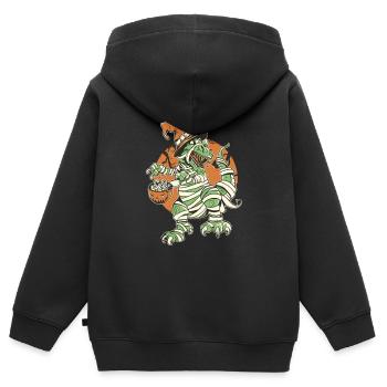 Halloween - Skeleton Mummy Dinosaur T rex - Kinder Premium Organic Zip Hoodie - Schwarz - Hinten - AI Model Kid Male (0cm)