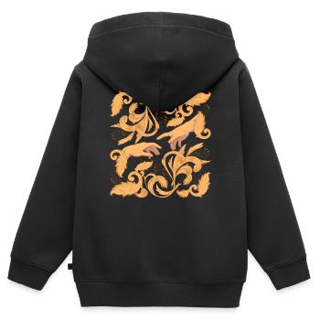 Création esthétique baroque d’Adam Dark Academia - Sweat Premium à capuche zippé enfant bio - noir - Dos - AI Model Kid Male (0cm)