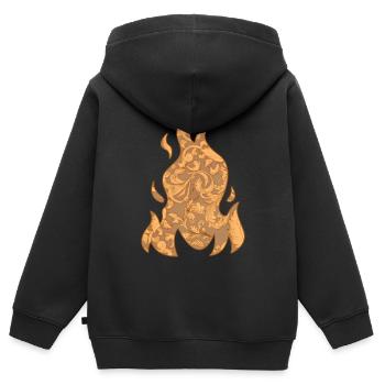 Baroque Esthétique Flamme Feu Soft Grunge - Sweat Premium à capuche zippé enfant bio - noir - Dos - AI Model Kid Male (0cm)
