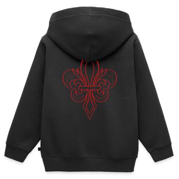 Symbole esthétique baroque Dark Academia Red Grunge - Sweat Premium à capuche zippé enfant bio - noir - Dos - AI Model Kid Male (0cm)