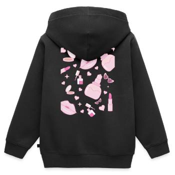 Coquette Aesthetic Pink Pattern Downtown Aesthetic - Kids Premium Organic Zip-up Hoodie - black - Back - AI Model Kid Male (0cm)