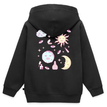Coquette Esthétique Rose Centre-ville Esthétique - Sweat Premium à capuche zippé enfant bio - noir - Dos - AI Model Kid Male (0cm)