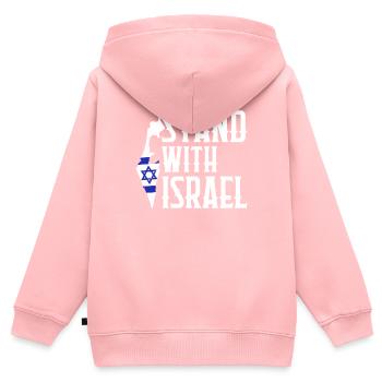 Soutenez Israël Jérusalem hébreu - Sweat Premium à capuche zippé enfant bio - rose - Dos - AI Model Kid Female (0cm)