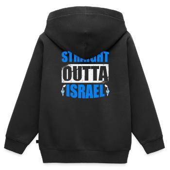 Straight Outta Israel Hebräisch Wahrer Jude - Kinder Premium Organic Zip Hoodie - Schwarz - Hinten - AI Model Kid Male (0cm)