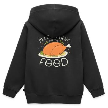Je suis juste ici pour la nourriture dinde Thanksgiving - Sweat Premium à capuche zippé enfant bio - noir - Dos - AI Model Kid Male (0cm)