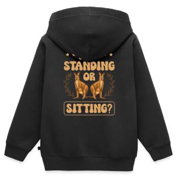 Stehe Ich Oder Sitze Ich Wildtiere Känguru - Kinder Premium Organic Zip Hoodie - Schwarz - Hinten - AI Model Kid Male (0cm)