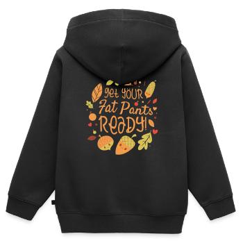 Préparez votre pantalon gras reconnaissant - Sweat Premium à capuche zippé enfant bio - noir - Dos - AI Model Kid Male (0cm)