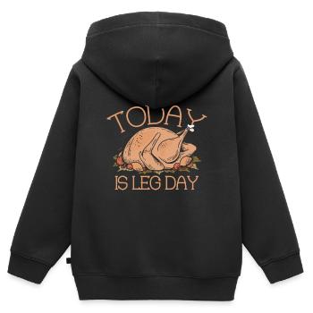 Aujourd’hui, c’est le jour de la jambe Dinde Thanksgiving Thanksgiving - Sweat Premium à capuche zippé enfant bio - noir - Dos - AI Model Kid Male (0cm)