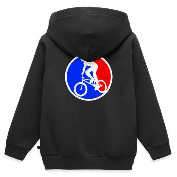 Logo bmx - Sweat Premium à capuche zippé enfant bio - noir - Dos - AI Model Kid Male (0cm)
