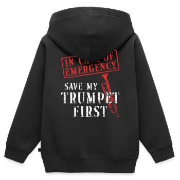 Trompettiste Vintage en cas de - Sweat Premium à capuche zippé enfant bio - noir - Dos - AI Model Kid Male (0cm)