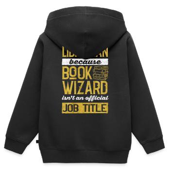 Bibliothekar, Buchassistent, Bibliothek - Kinder Premium Organic Zip Hoodie - Schwarz - Hinten - AI Model Kid Male (0cm)