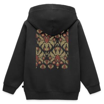 Motif Esthétique Baroque Old Vintage Grunge - Sweat Premium à capuche zippé enfant bio - noir - Dos - AI Model Kid Male (0cm)