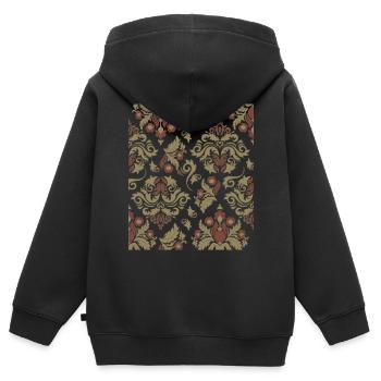 Motif Esthétique Baroque Old Vintage Grunge - Sweat Premium à capuche zippé enfant bio - noir - Dos - AI Model Kid Male (0cm)