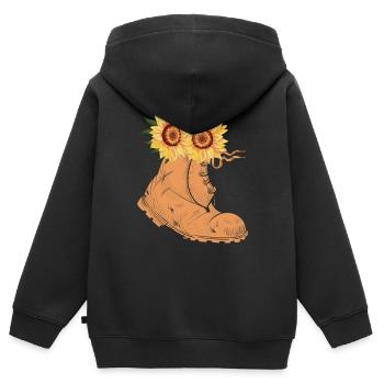 Sonnenblume Pflanze Sonnenblumen - Kinder Premium Organic Zip Hoodie - Schwarz - Hinten - AI Model Kid Male (0cm)
