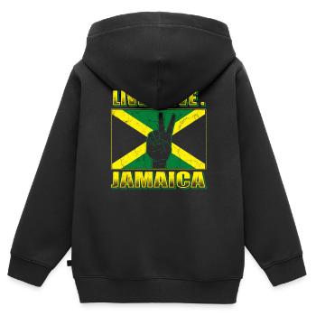 Jamaica Liebe Jamaika - Kinder Premium Organic Zip Hoodie - Schwarz - Hinten - AI Model Kid Male (0cm)