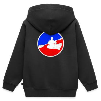 Kanusport Logo - Kinder Premium Organic Zip Hoodie - Schwarz - Hinten - AI Model Kid Male (0cm)