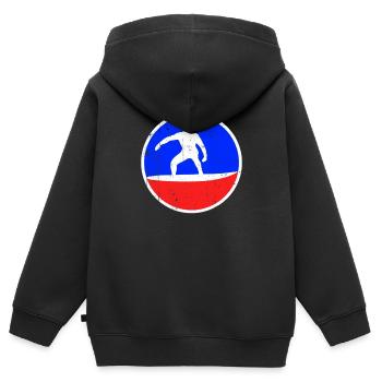 Surfen Logo - Kinder Premium Organic Zip Hoodie - Schwarz - Hinten - AI Model Kid Male (0cm)