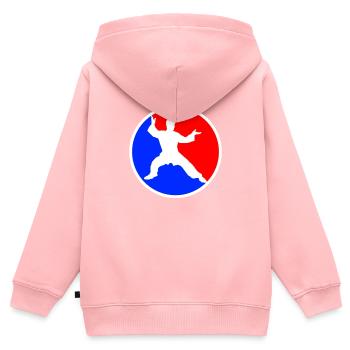 Kampfsport Logo - Kinder Premium Organic Zip Hoodie - Rosa - Hinten - AI Model Kid Female (0cm)
