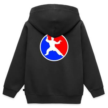 Kampfsport Logo - Kinder Premium Organic Zip Hoodie - Schwarz - Hinten - AI Model Kid Male (0cm)