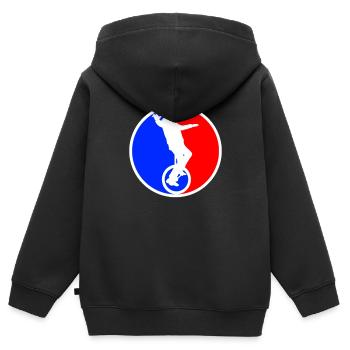 Einrad Logo - Kinder Premium Organic Zip Hoodie - Schwarz - Hinten - AI Model Kid Male (0cm)