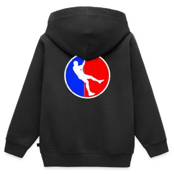 Klettern Logo - Kinder Premium Organic Zip Hoodie - Schwarz - Hinten - AI Model Kid Male (0cm)