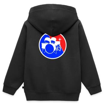 Schlagzeug Logo - Kinder Premium Organic Zip Hoodie - Schwarz - Hinten - AI Model Kid Male (0cm)