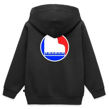 Piano Logo - Sweat Premium à capuche zippé enfant bio - noir - Dos - AI Model Kid Male (0cm)