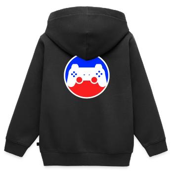 Logo de jeu - Sweat Premium à capuche zippé enfant bio - noir - Dos - AI Model Kid Male (0cm)