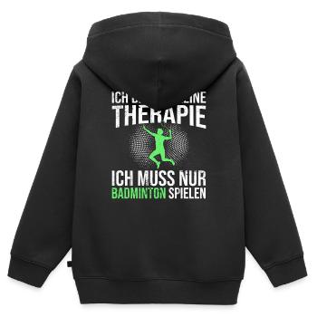 Badminton Spruch - Kinder Premium Organic Zip Hoodie - Schwarz - Hinten - AI Model Kid Male (0cm)