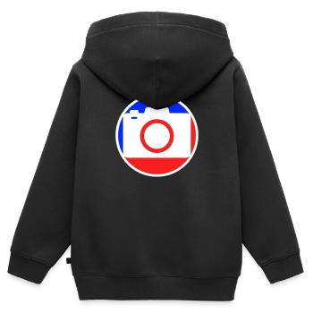 Logo de la photographie - Sweat Premium à capuche zippé enfant bio - noir - Dos - AI Model Kid Male (0cm)