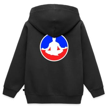 Meditation Logo - Kinder Premium Organic Zip Hoodie - Schwarz - Hinten - AI Model Kid Male (0cm)