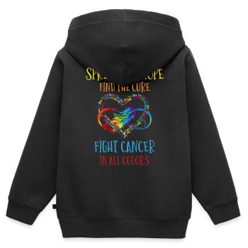 Combattez le cancer de toutes les couleurs - Sweat Premium à capuche zippé enfant bio - noir - Dos - AI Model Kid Male (0cm)
